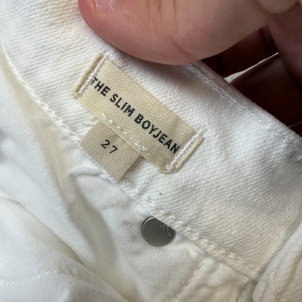 Madewell Jeans Womens 27 White Slim BoyJean Distressed Straight Party Preppy - Picture 5 of 12